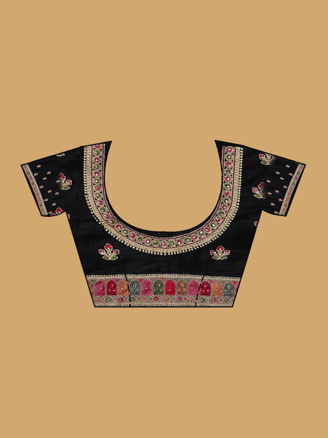Black Soft Raw Silk Kashmiri Saree With Matching Blouse Piece