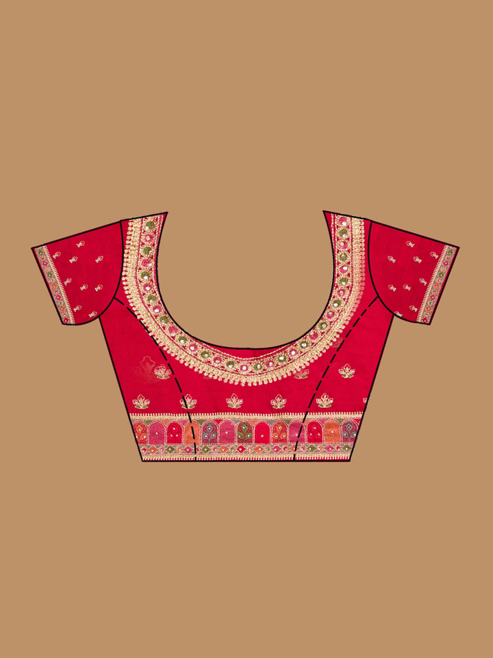Rani Pink Soft Raw Silk Kashmiri Saree With Matching Blouse Piece