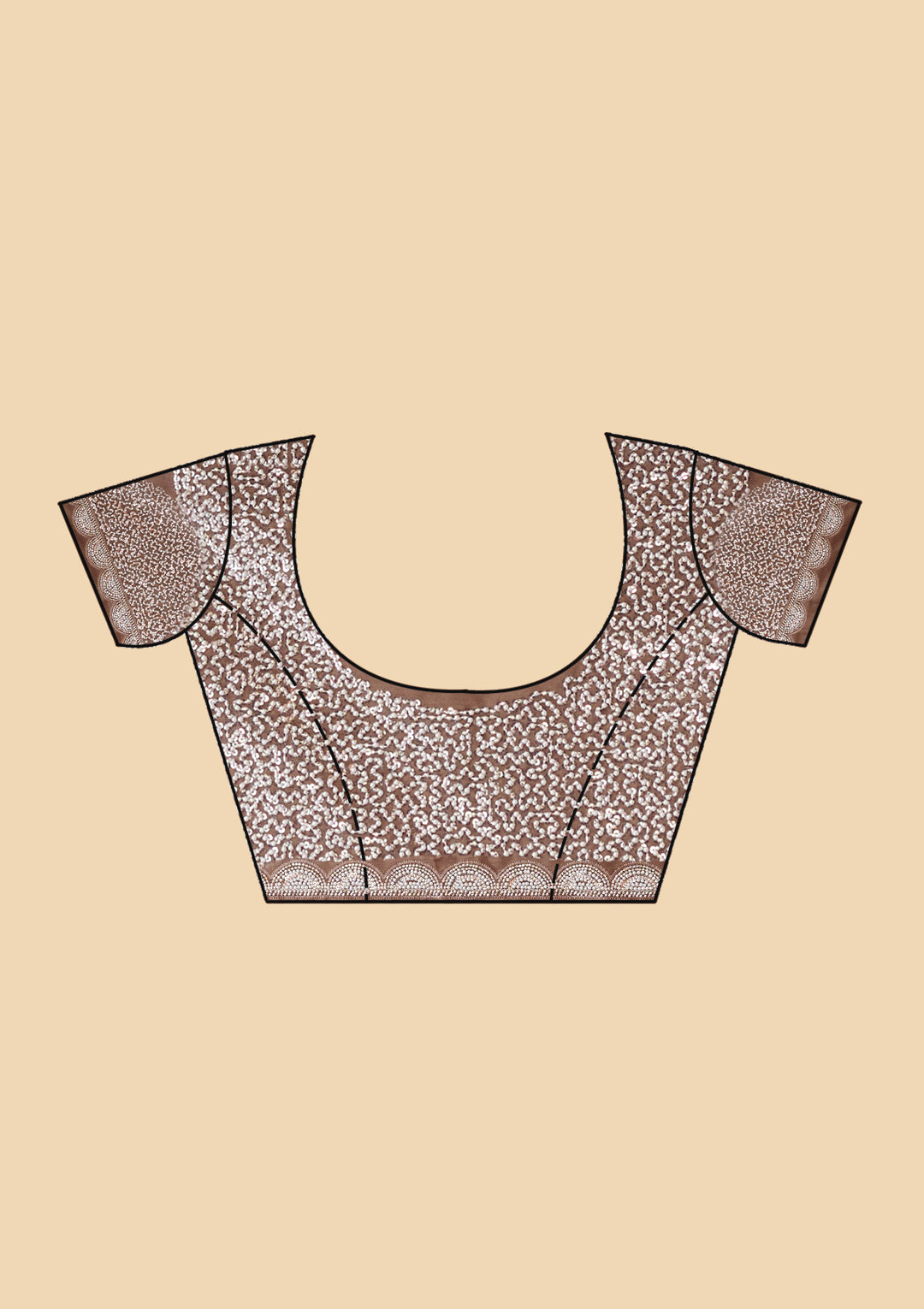 Brown Net Pearlwork Saree With Matching Blouse Piece