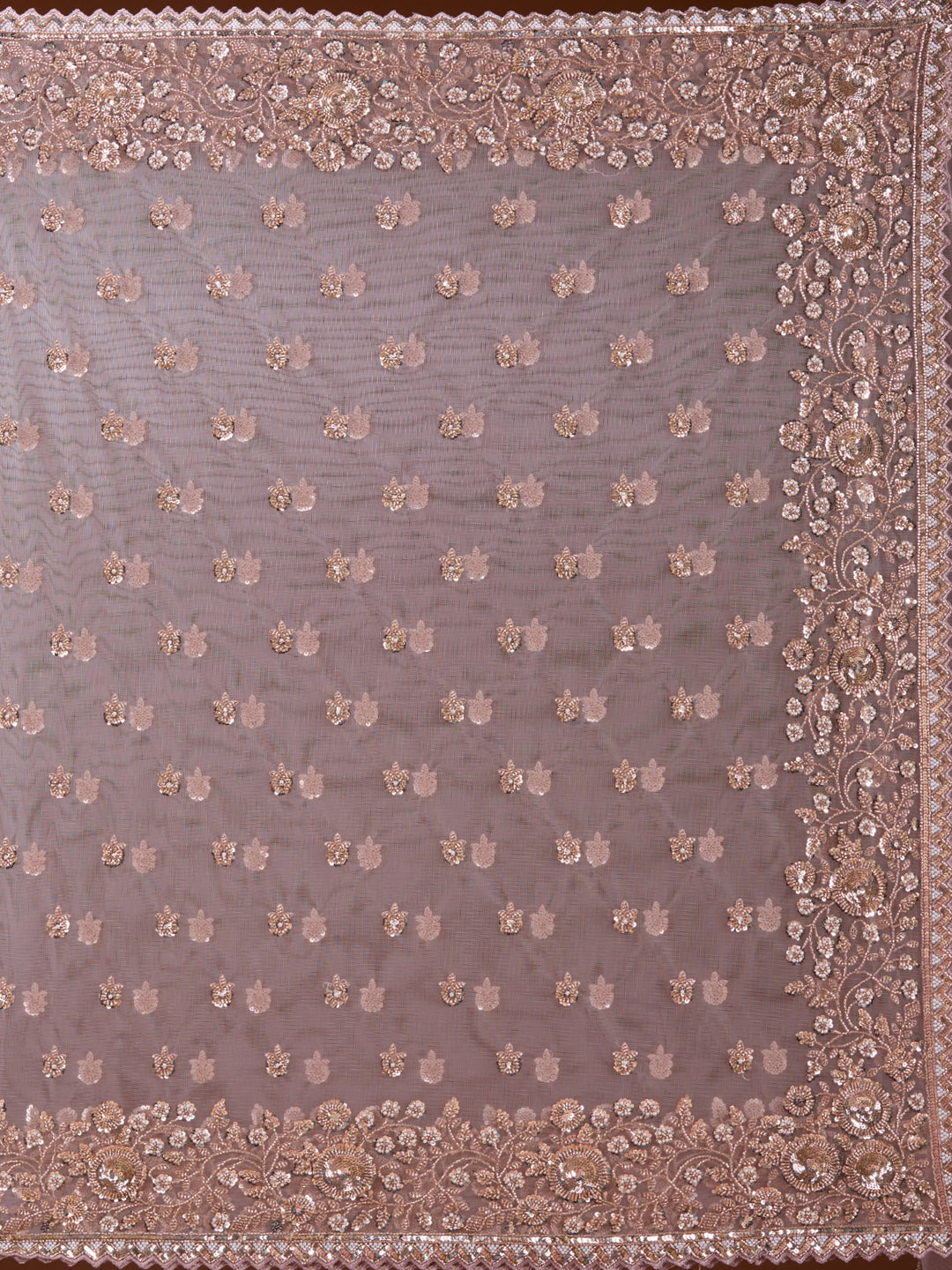 Lavender Sequins Net Saree
