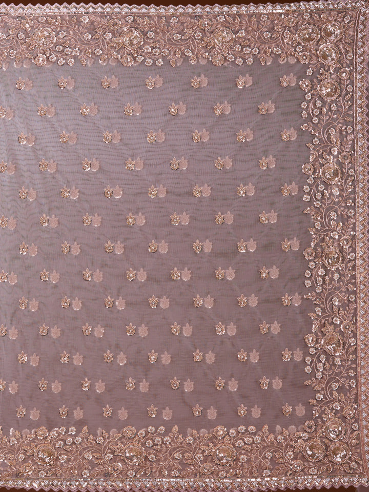 Lavender Sequins Net Saree