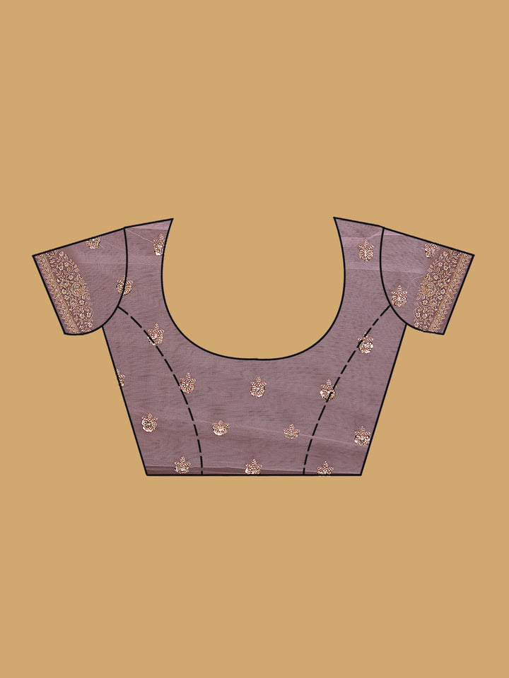 Lavender Sequins Net Saree