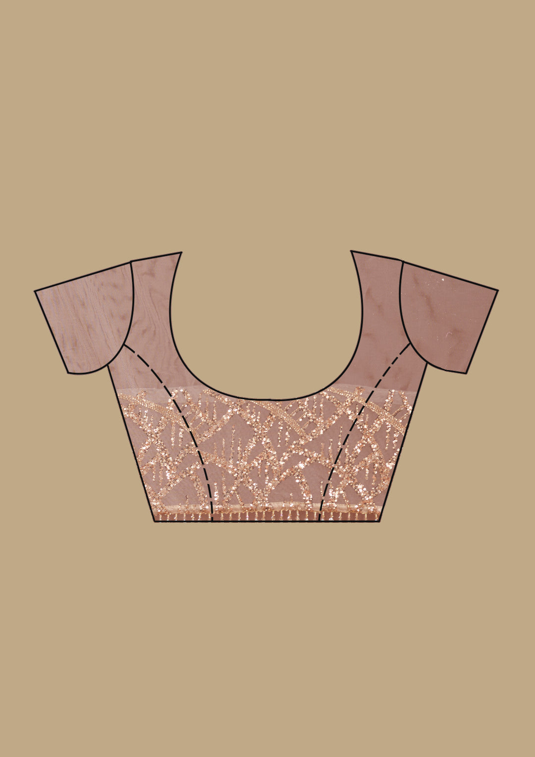 Beige Net Sequins Saree With Matching Blouse Piece