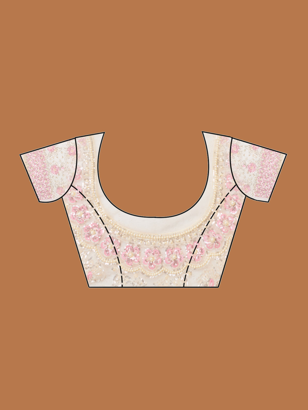 Baby Pink Net Threadwork Saree With Matching Blouse Piece