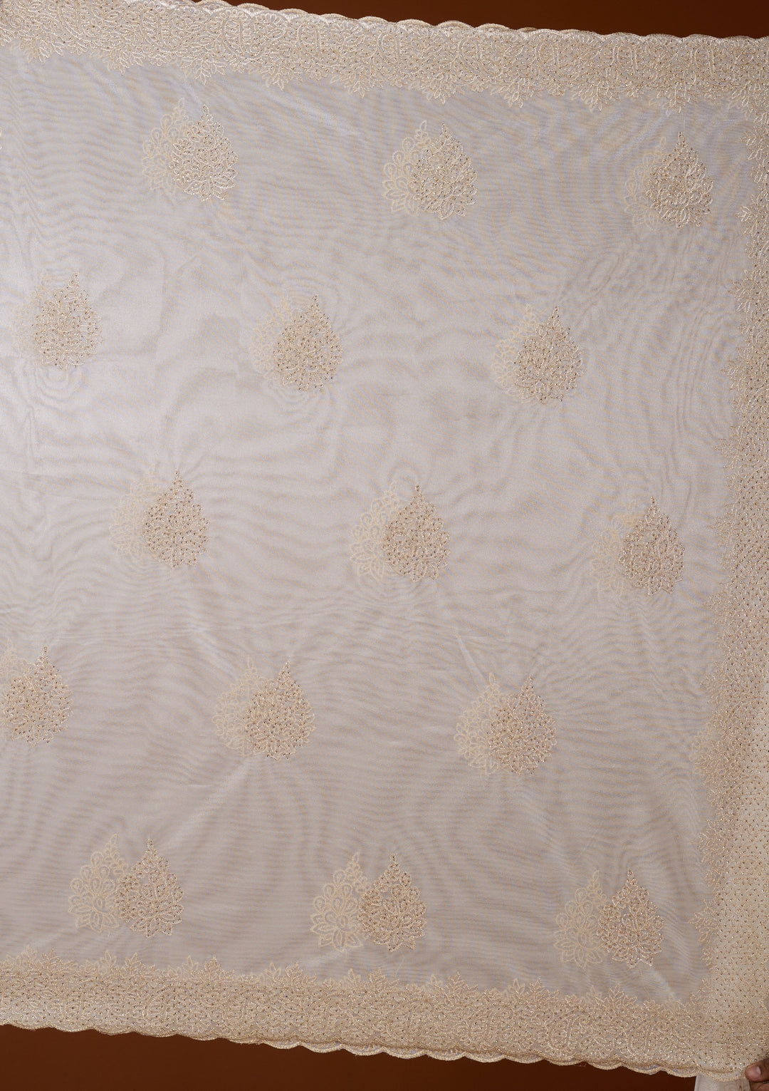 Off White Tissue Gold Stonework Saree With Matching Blouse Piece