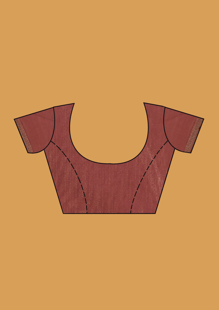 Rust Tissue Gold Stonework Saree With Matching Blouse Piece