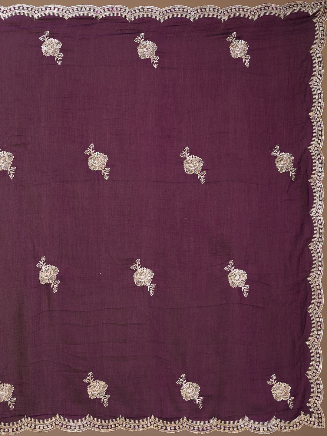 Purple Soft Raw Silk Gold Zariwork Saree With Matching Blouse Piece