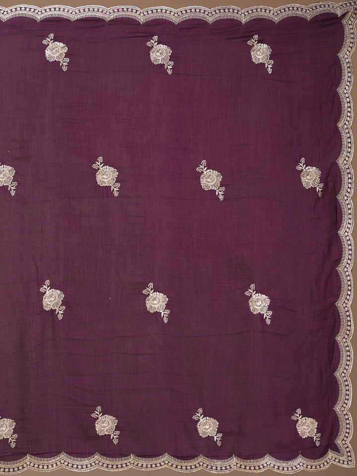 Purple Soft Raw Silk Gold Zariwork Saree With Matching Blouse Piece