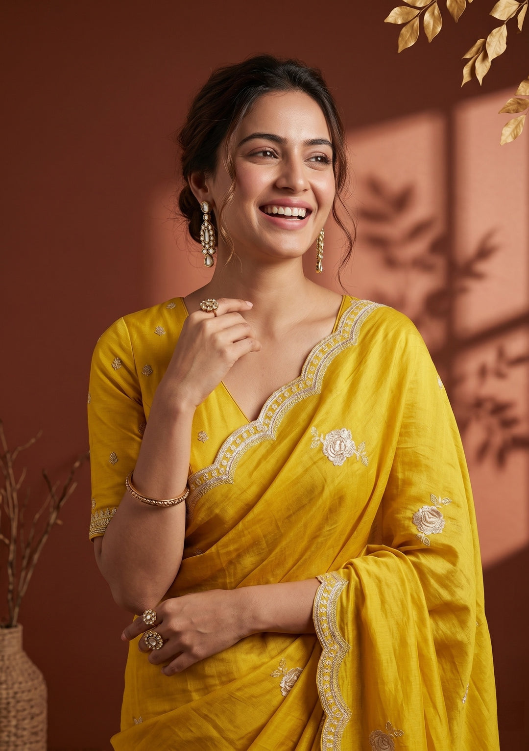 Yellow Soft Raw Silk Gold Zariwork Saree With Matching Blouse Piece
