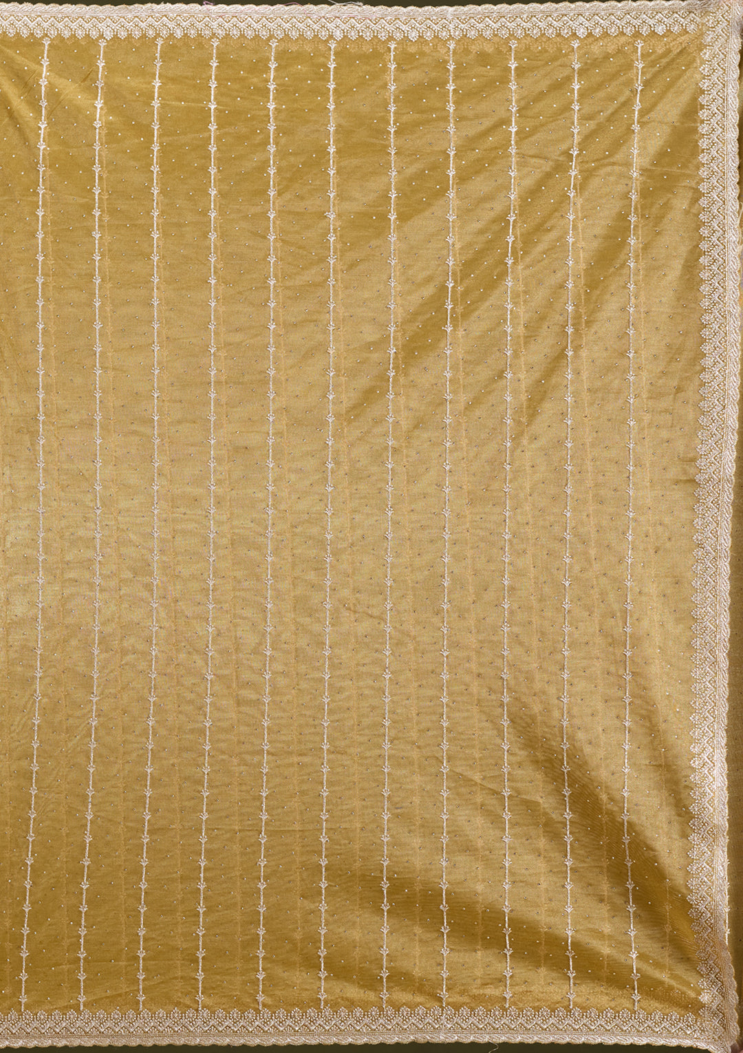 Mustard Tissue Gold Zariwork Saree With Matching Blouse Piece