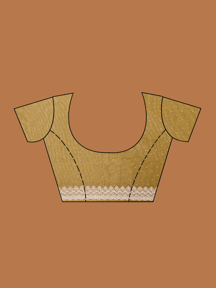 Mustard Tissue Gold Zariwork Saree With Matching Blouse Piece