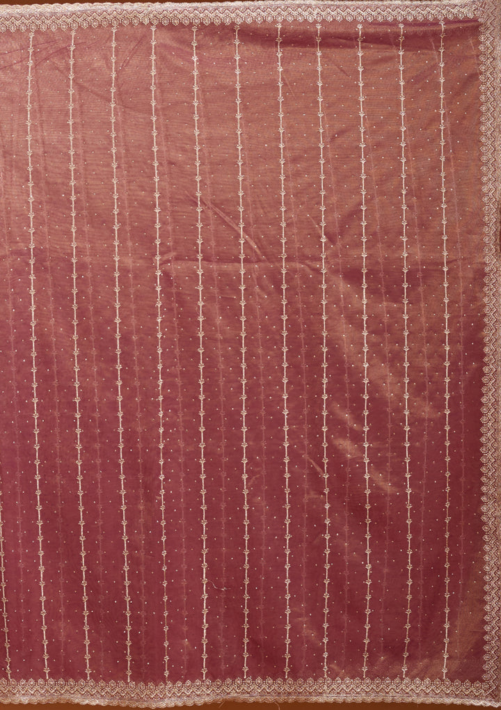 Wine Tissue Gold Zariwork Saree With Matching Blouse Piece
