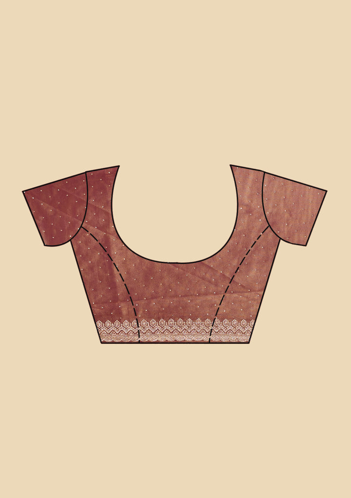 Wine Tissue Gold Zariwork Saree With Matching Blouse Piece