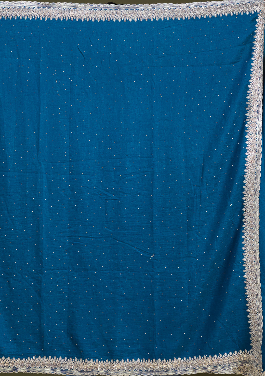 Peacock Blue Soft Raw Silk Gold Zariwork Saree With Matching Blouse Piece