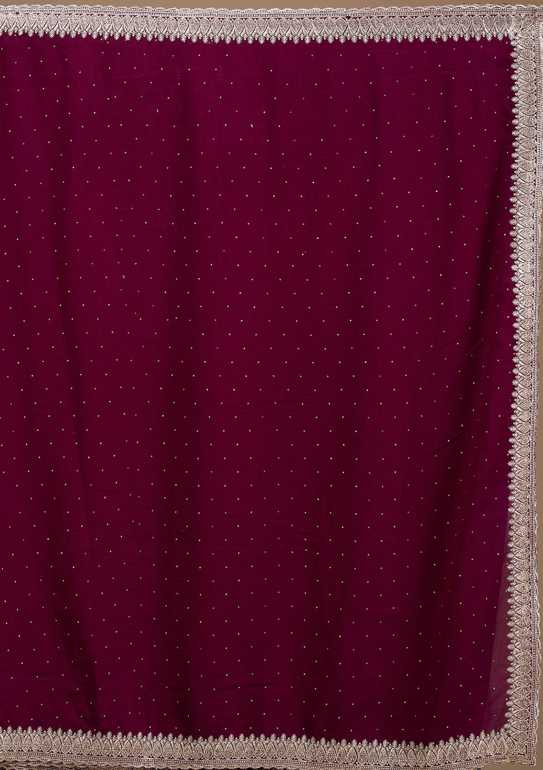 Wine Soft Raw Silk Gold Zariwork Saree With Matching Blouse Piece