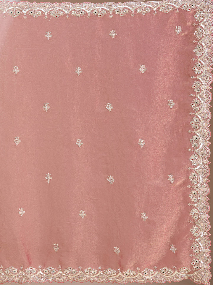 Onion Pink Sequins Tissue Saree