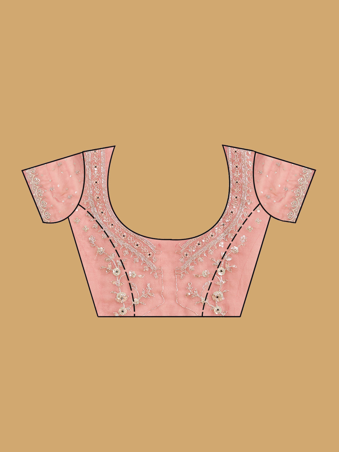 Onion Pink Sequins Tissue Saree