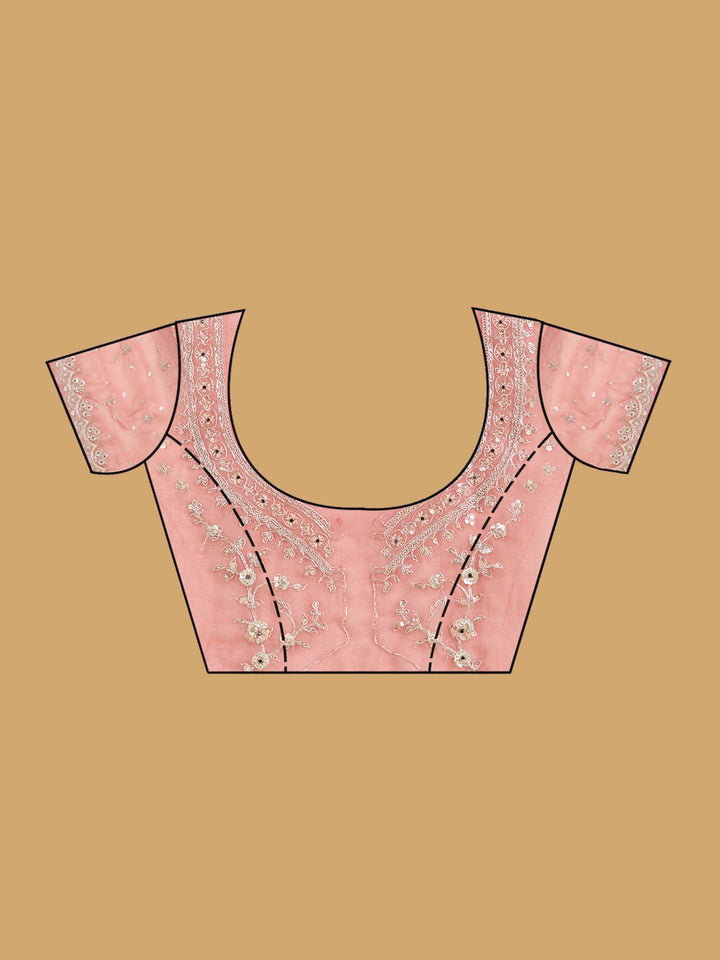 Onion Pink Sequins Tissue Saree