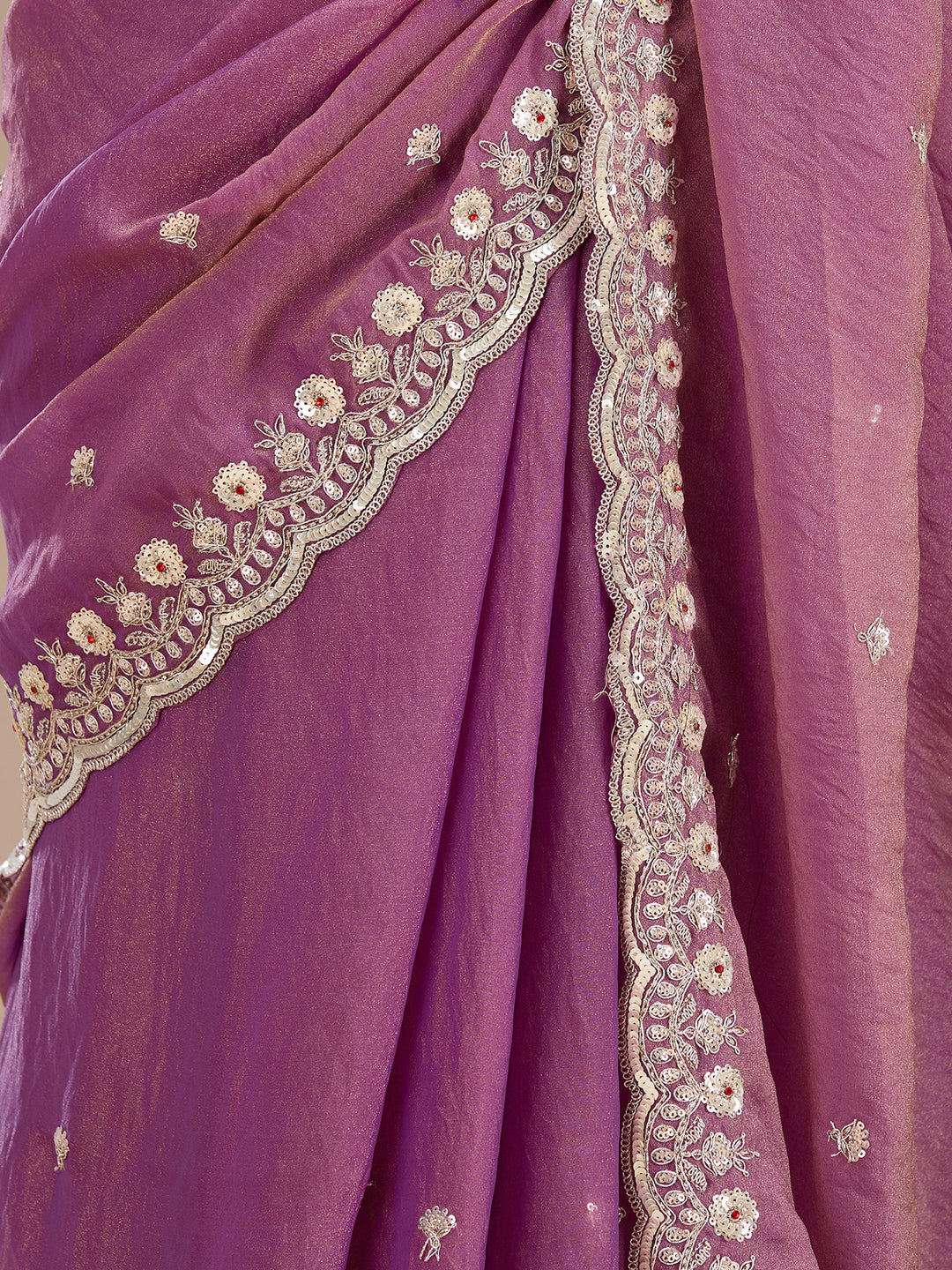 Lavender Sequins Tissue Saree