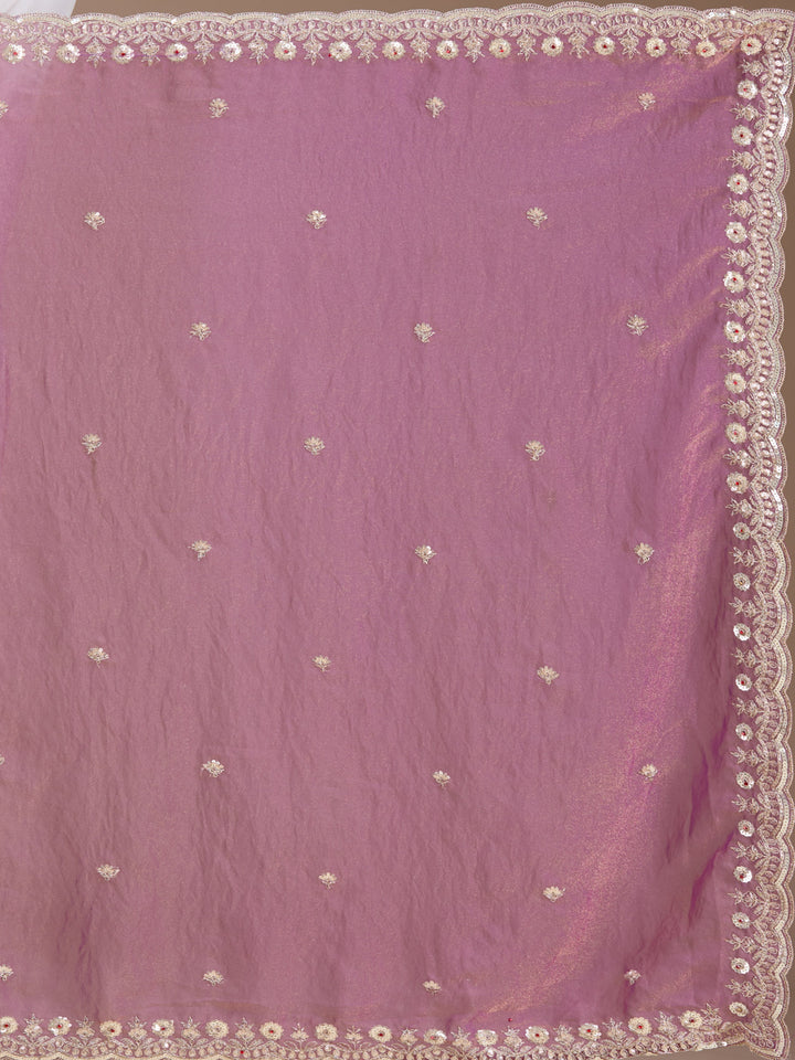 Lavender Sequins Tissue Saree