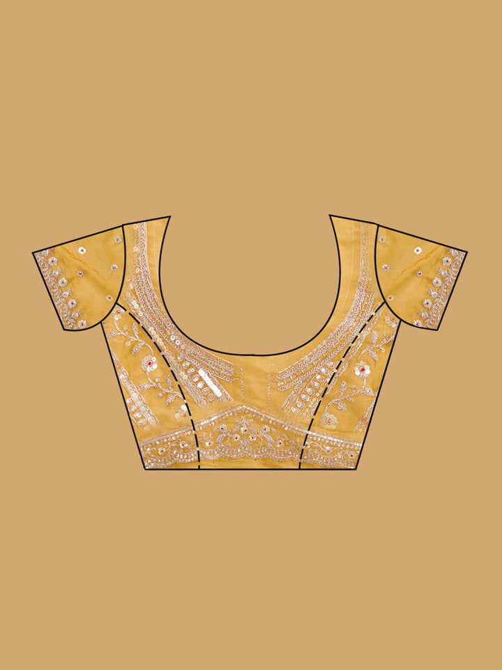 Mustard Sequins Tissue Saree
