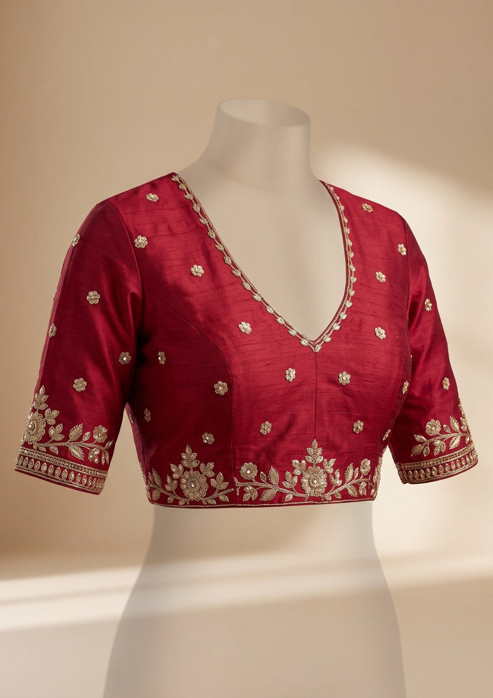 Peach Threadwork Soft Raw Silk Saree