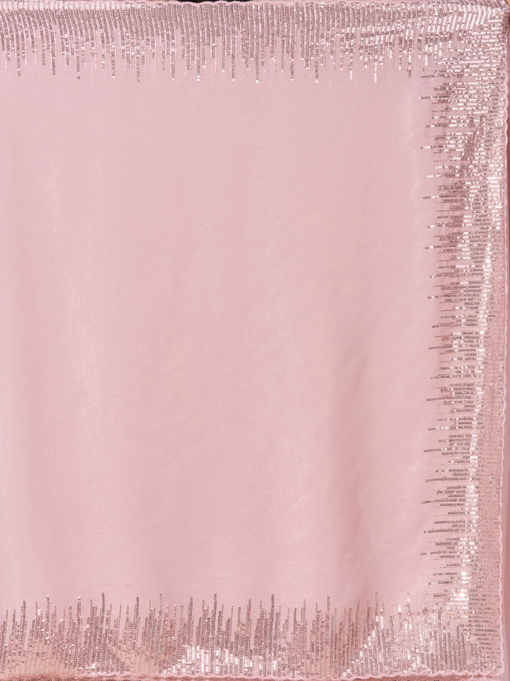 Baby Pink Sequins Georgette Saree