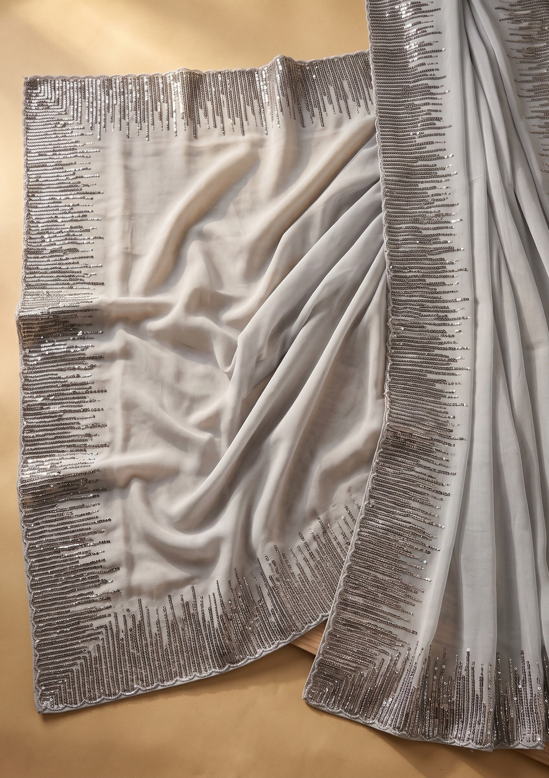 Grey Sequins Georgette Saree
