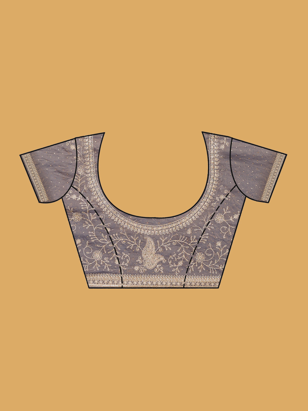 Grey Zariwork (Gold) Tissue Saree