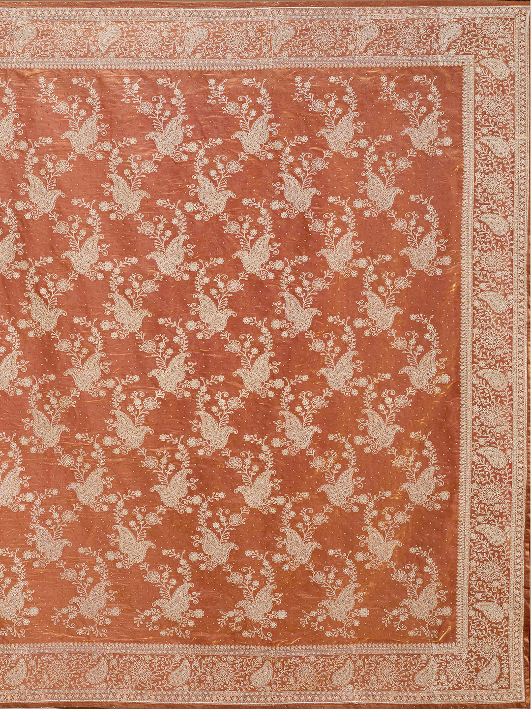 Rust Zariwork (Gold) Tissue Saree