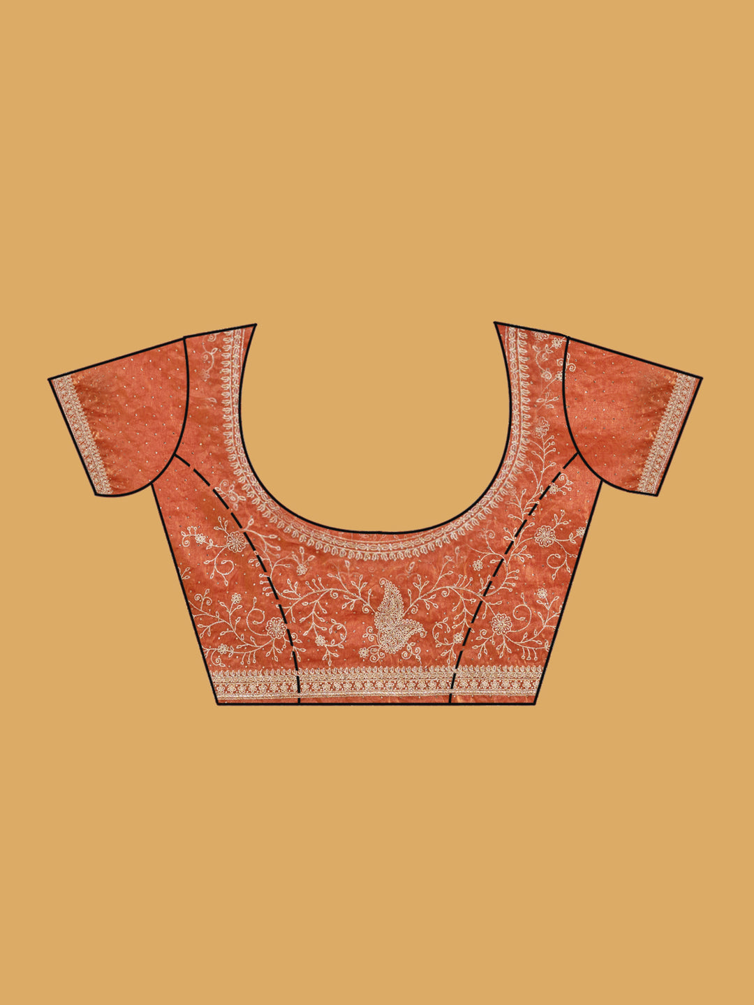 Rust Zariwork (Gold) Tissue Saree