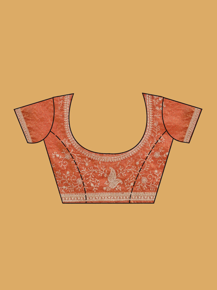 Rust Zariwork (Gold) Tissue Saree