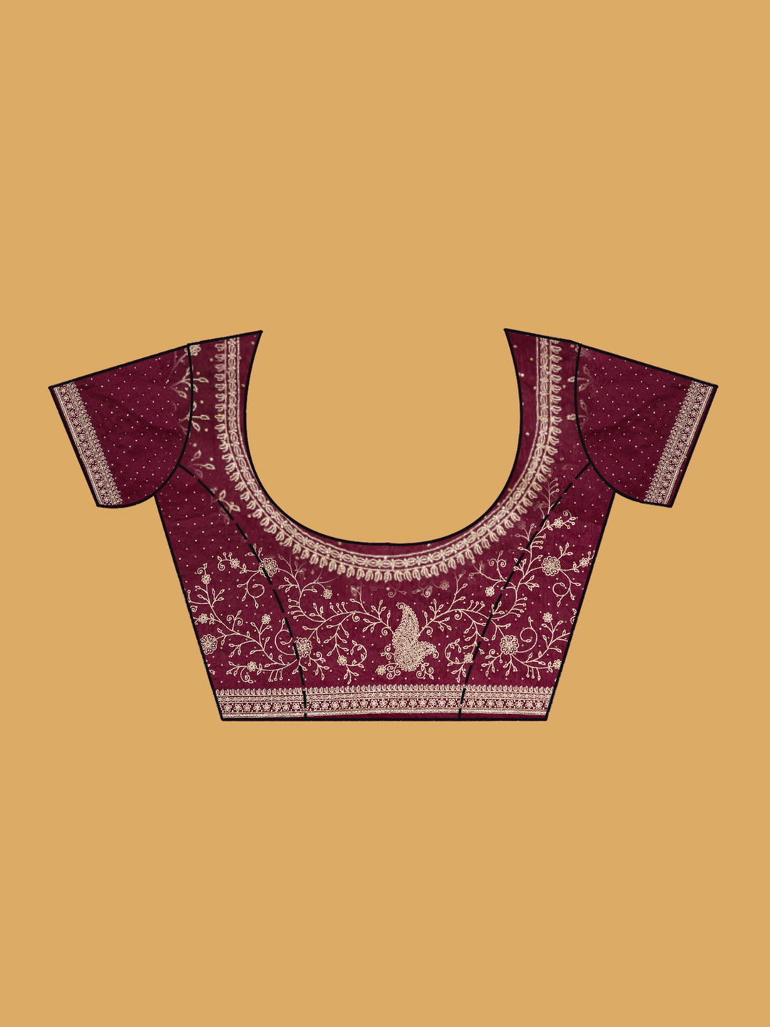 Wine Zariwork (Gold) Tissue Saree