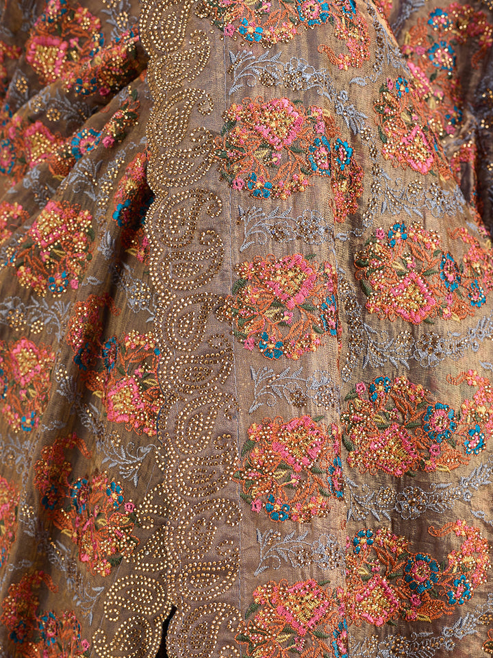 Grey Kashmiri Tissue Saree