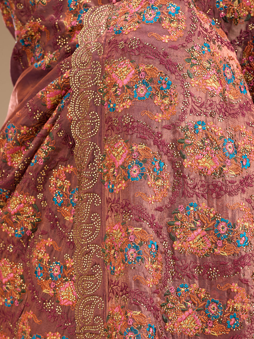 Mauve Kashmiri Tissue Saree