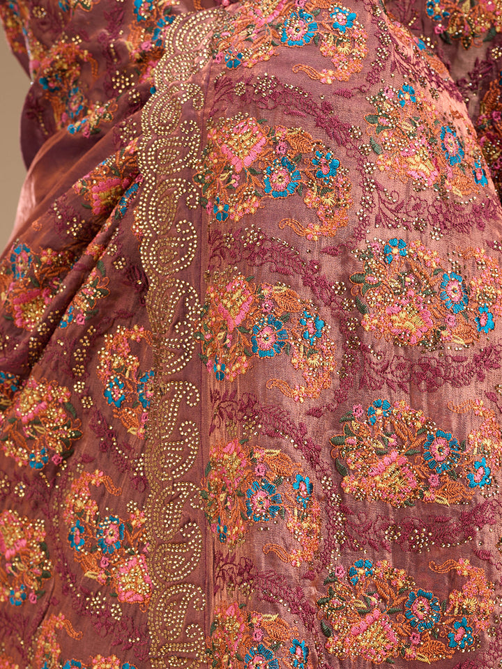 Mauve Kashmiri Tissue Saree