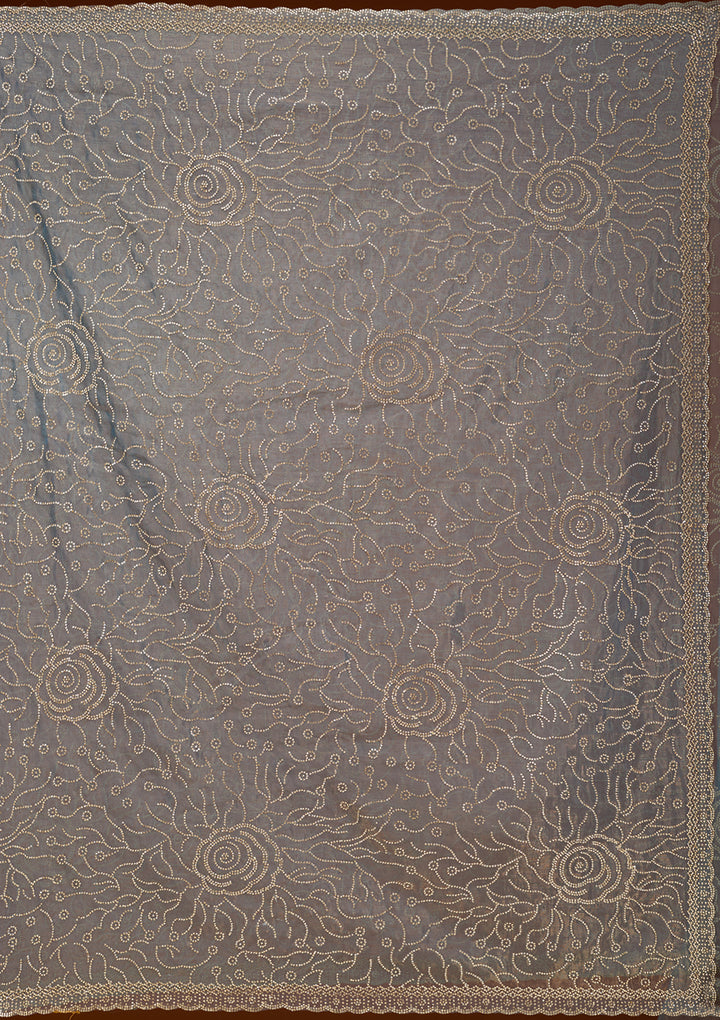 Blue Stonework (Gold) Tissue Saree