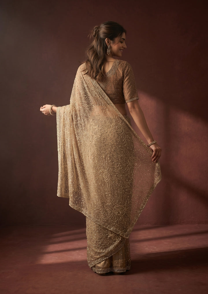 Gold Stonework (Gold) Tissue Saree