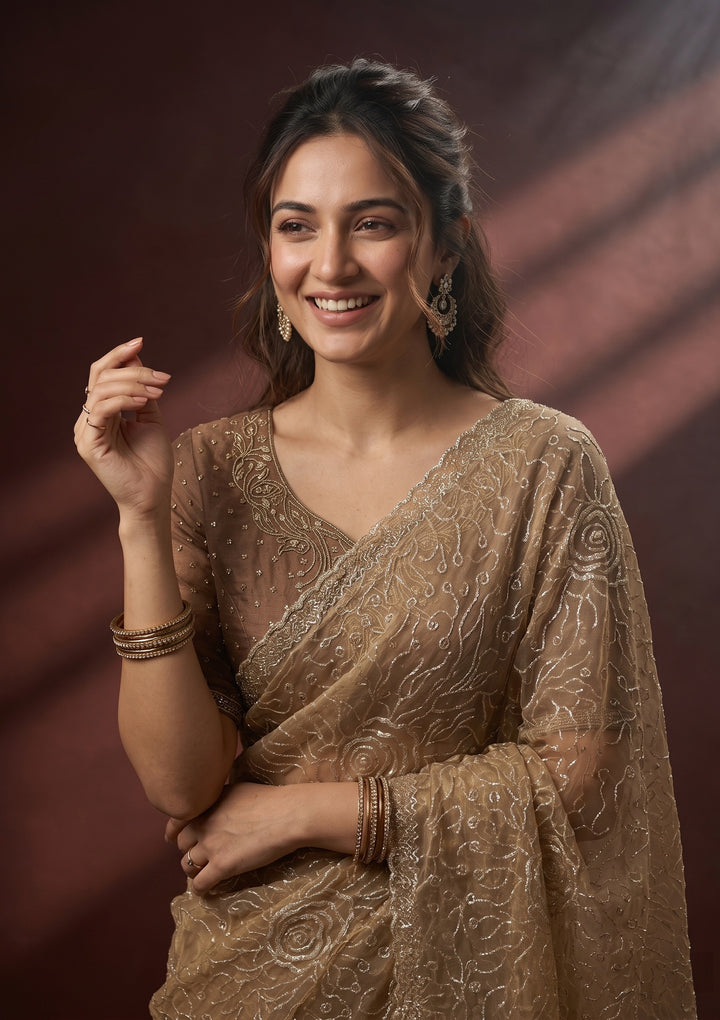 Gold Stonework (Gold) Tissue Saree