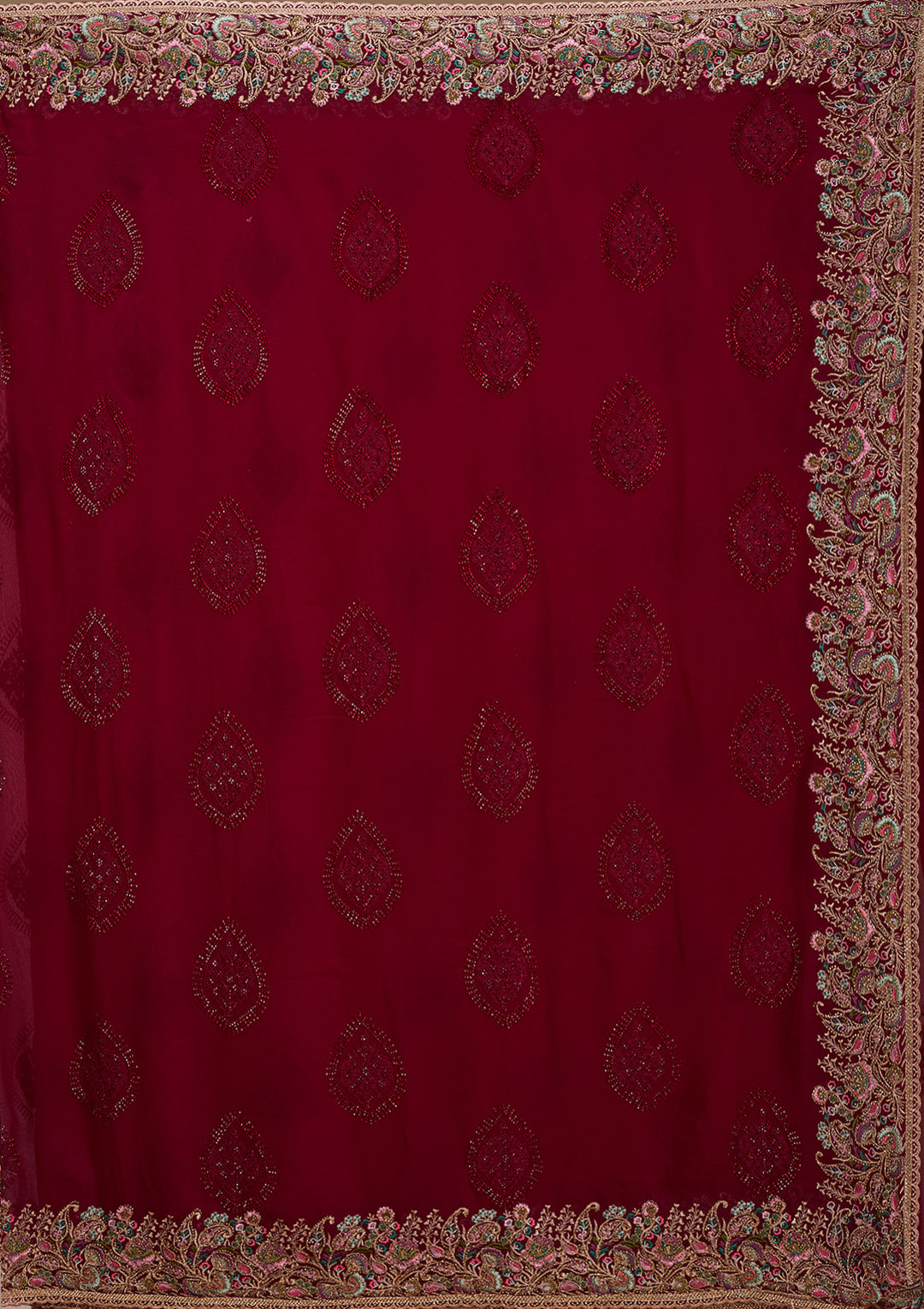 Wine Kashmiri Georgette Saree