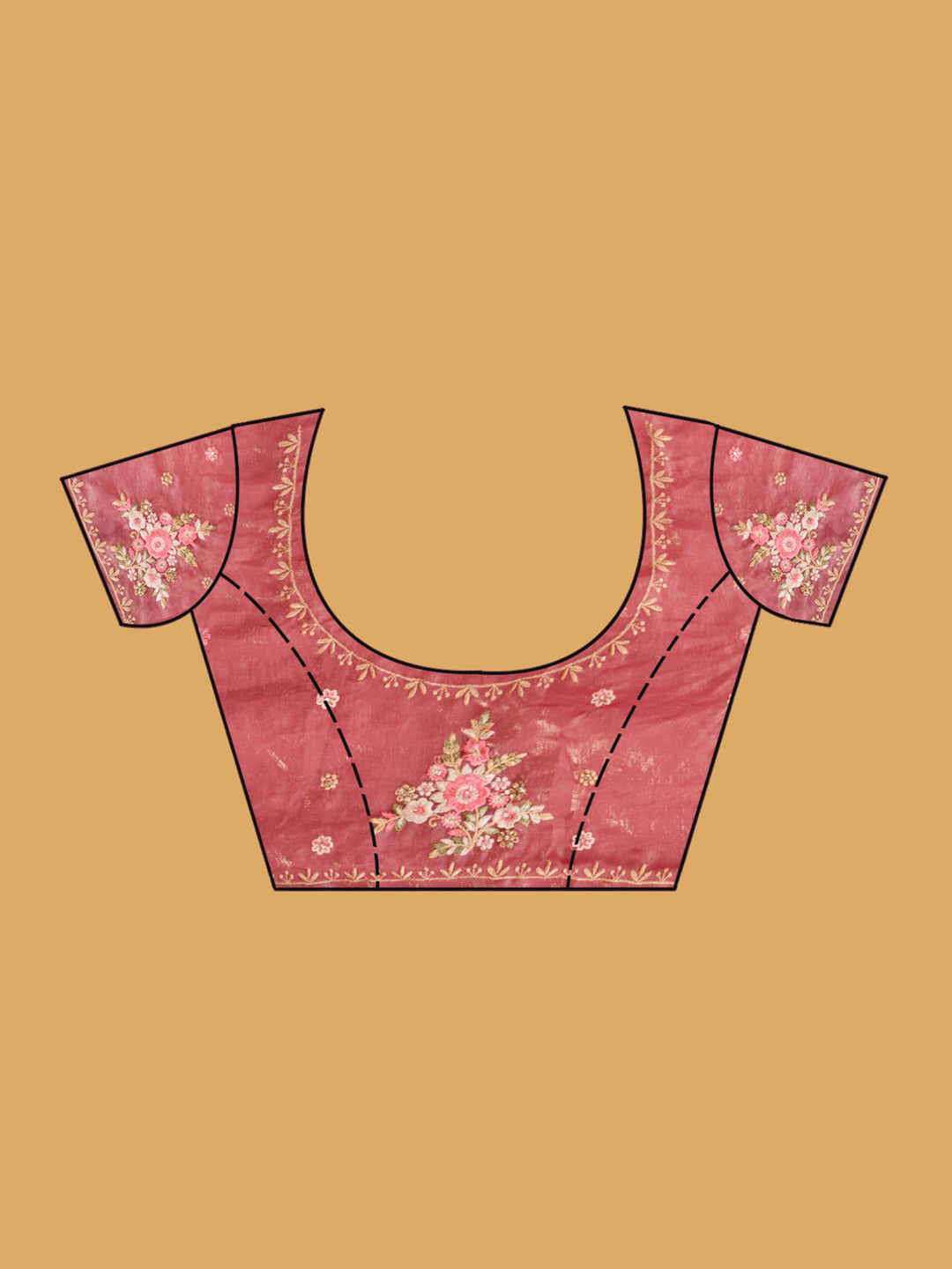 Pink Threadwork Tissue Saree