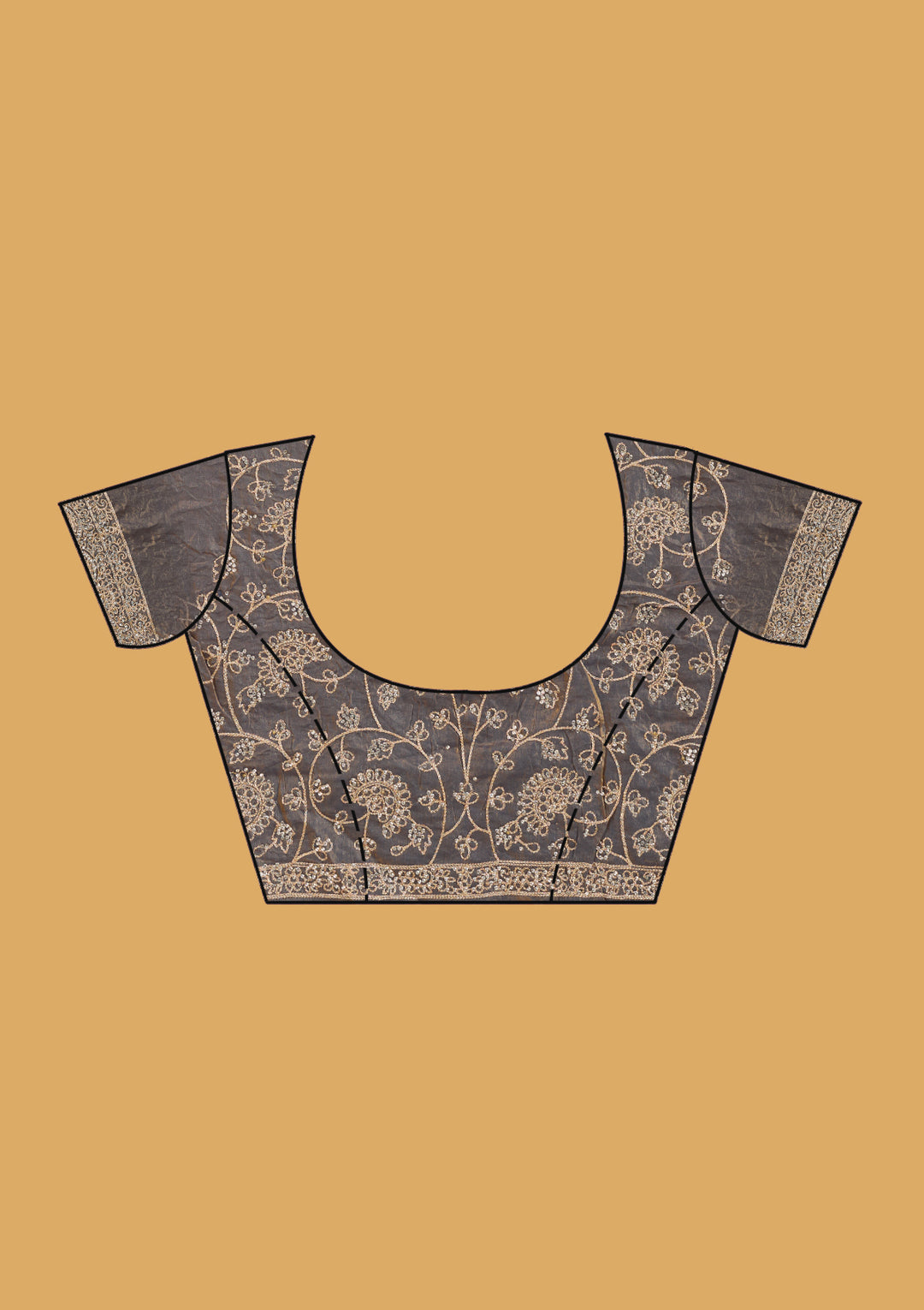 Grey Zariwork (Gold) Tissue Saree