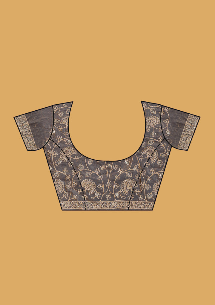 Grey Zariwork (Gold) Tissue Saree