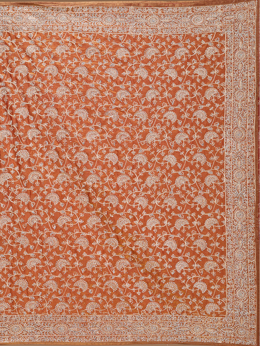 Rust Zariwork (Gold) Tissue Saree