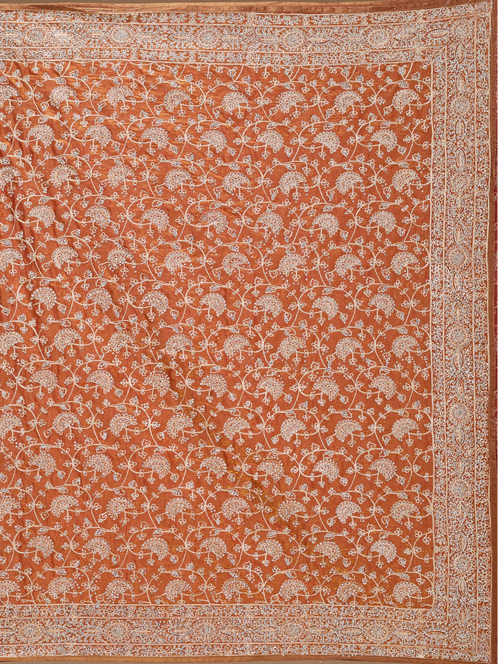 Rust Zariwork (Gold) Tissue Saree