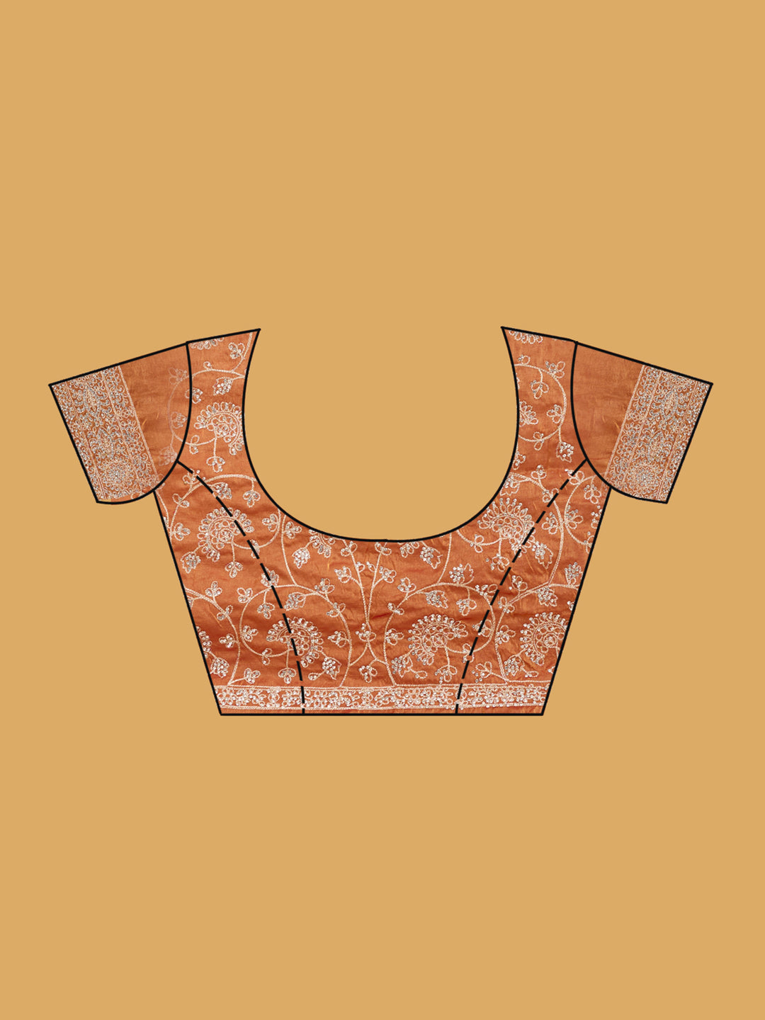 Rust Zariwork (Gold) Tissue Saree