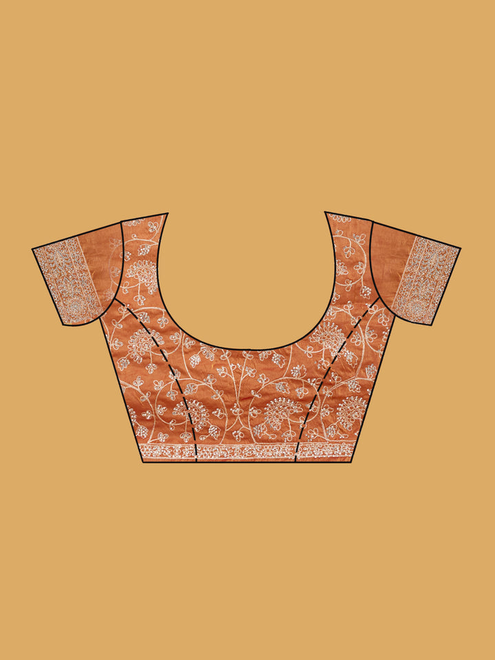 Rust Zariwork (Gold) Tissue Saree
