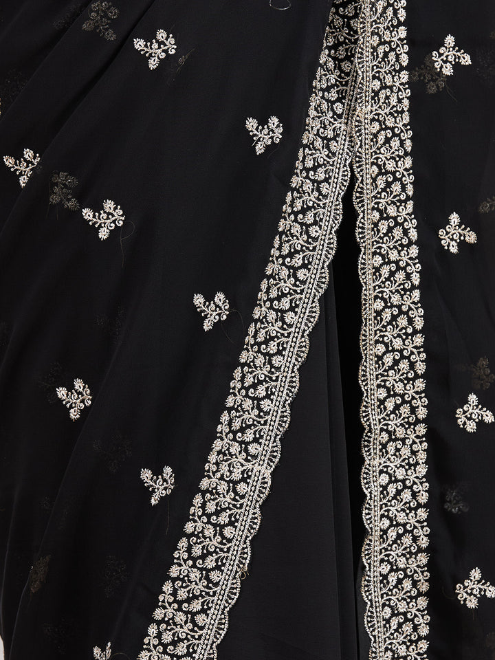 Black Zariwork (Gold) Georgette Saree