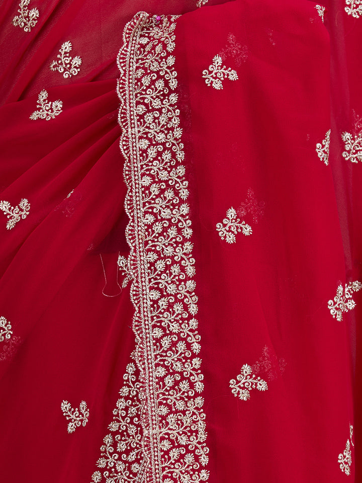 Rani Pink Zariwork (Gold) Georgette Saree