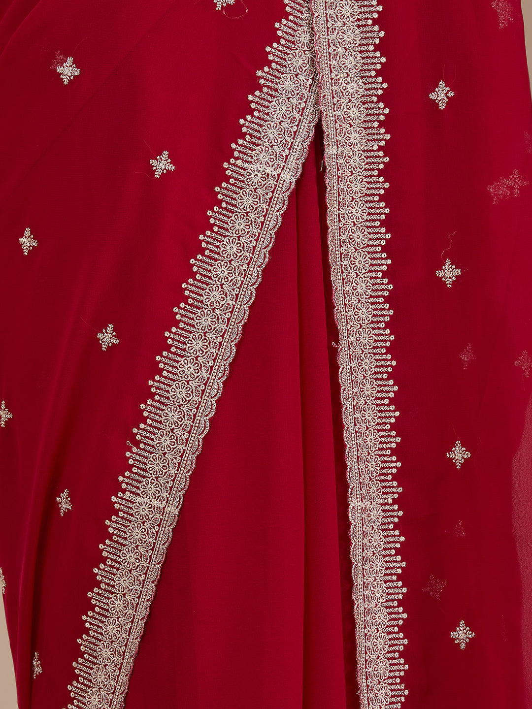 Maroon Zariwork (Gold) Georgette Saree